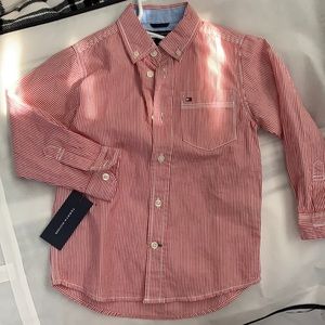 Tommy Hilfiger Red Striped Button Down Shirt